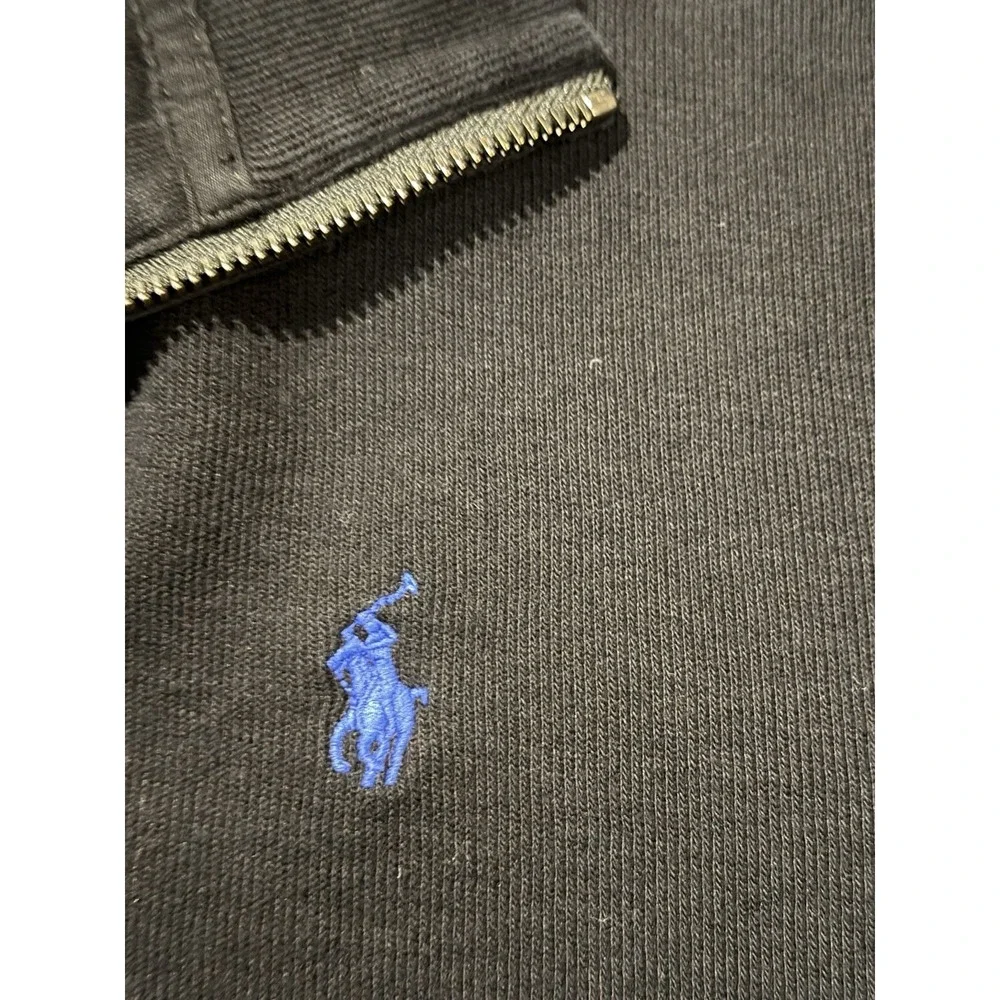 Polo Ralph LaurenEstate Rib 1/4 Zip Black Pullover Sweater Blue Pony Mens XL
